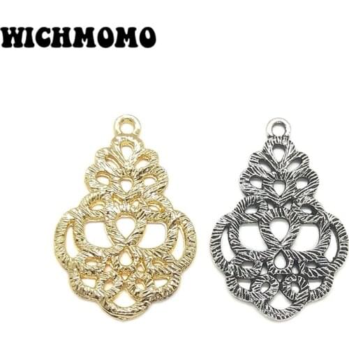 New 37*25mm 2pieces/bag High Quality Zinc Alloy Hollow Out Chinese knot Charms Pendant for Earring Necklace Jewelry Accessories