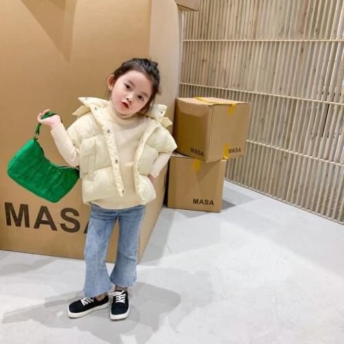 Winter New Arrival Korean Version Hand Stuffed Cotton Hooded Jacket Warm Thickened Vest for fashion cute baby Boys and Girls