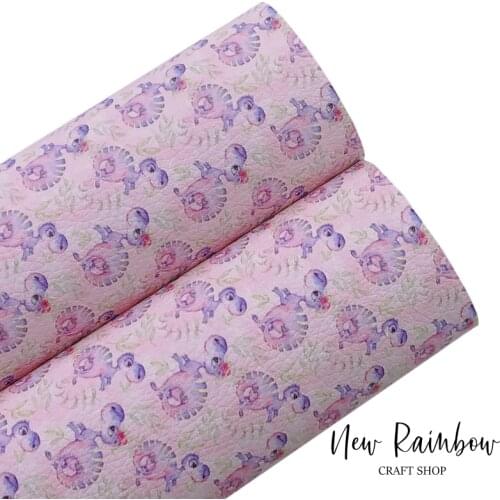 New Rainbow 22x30cm A4 Cute Little Dinosaur & Flowers Faux Leather Sheets for Bows, Earrings, Toys, Covers,DIY Crafts