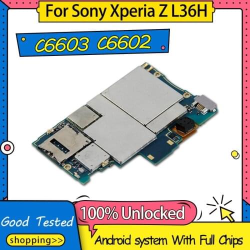 Original unlocked Motherboard Mainboard Logic Board For Sony Xperia Z L36h C6603 C6602 Motherboard With Android System