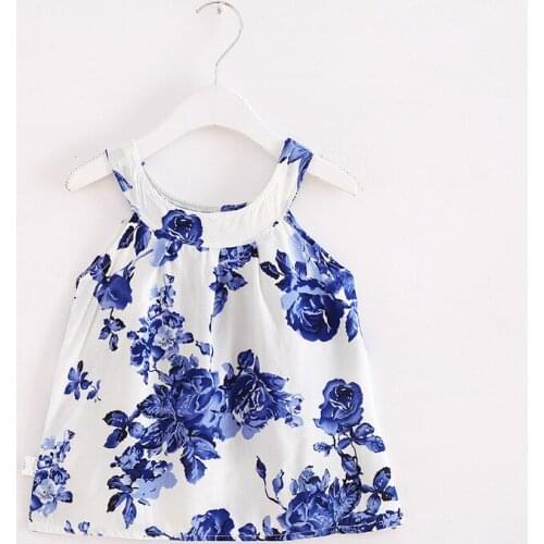 2-8 Years Kids Girl Sling Dresses Summer Chidlren Clothes Toddler Girls Dress Baby Cotton Sleeveless Print Flower Princess Dress