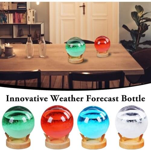 Storm Glass Weather Forecaster Stylish Innovative Desktop Weather Predictor with Wooden Base Weather Station for Home Office