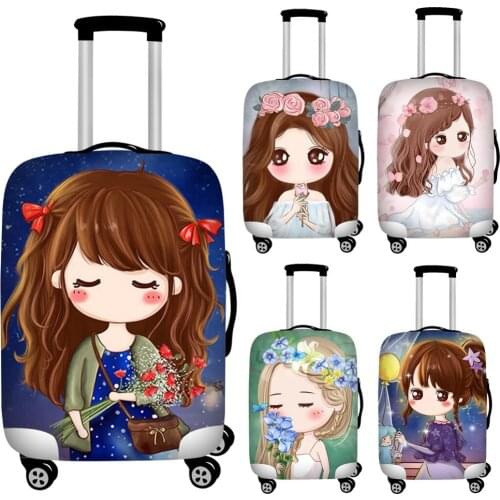 Cartoon Princess Girl Travel Luggage Covers Elastic 18''-32'' Suitcase Protective Dust Cover Waterproof Baggage Cover Spandex