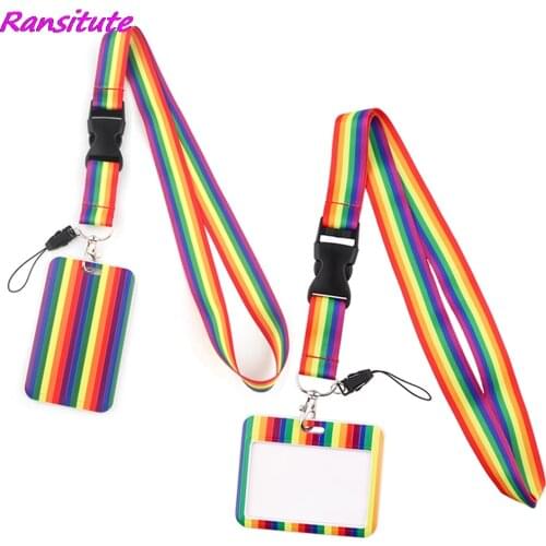 Ransitute R2008 Rainbow Buckle Lanyard For Key Neck Strap Lanyard Card ID Badge Holder Key Chain Key Holder Hang Rope Gifts