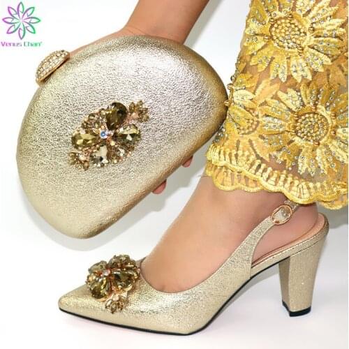 Luxury High Heels Evening Shoes And Bags To Match Set 2019 High Quality Ladies Shoes And Bag Set For Wedding Dress