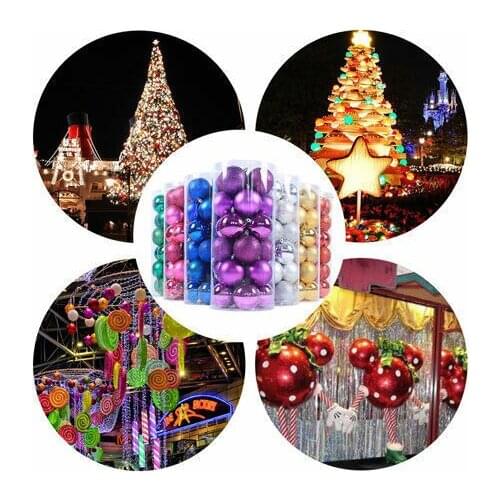 Christmas Ball Ornaments 24Pcs Christmas Balls Hanger Baubles Xmas Tree Hanging Ornament Party Decor 40mm