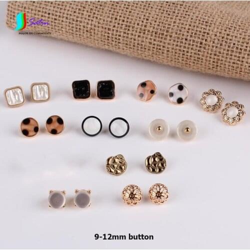 Shirt White Black Gold Square Round Mini Size 10mm Cardigan Sew Decoration Small Size Button 10pcs