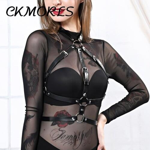 CKMORLS Sexy Chest Harness Belt Woman Leather Lingerie Punk BDSM Bondage Erotic Accessories Sex Garter Fetish Wear Suspenders