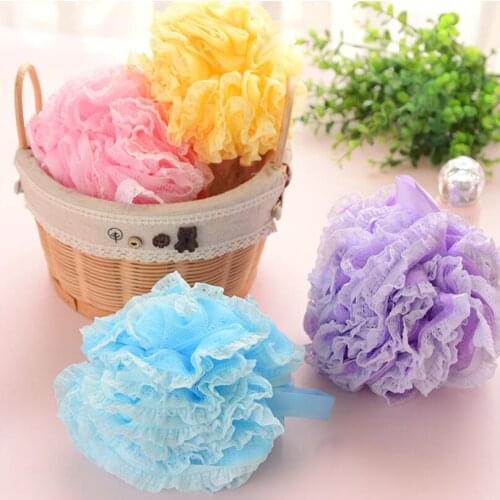 Scrub Skin Bathing Products Thicken Bath Cleansing Lace Bathing Ball Massage Puff Sponge Shower Mesh Net LX2543