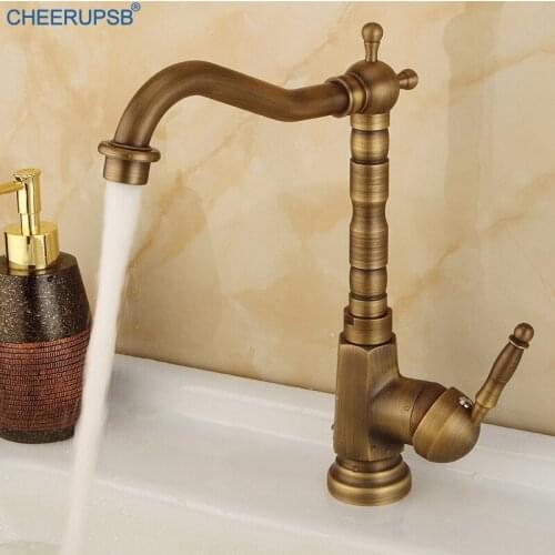 Retro Bathroom Faucet Antique Gold Brass Water Tap Hot Cold Water Mixer Faucets Hole Plug Foam Nozzle Basin Taps Single Hole Tap