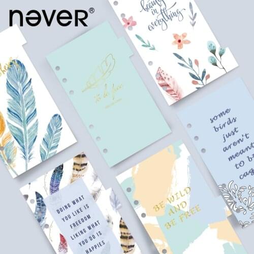 Never Brand A6 Notebook Index Dividers 6 Holes Binder Spiral Planner organizer Refill Bookmark Office School Stationery
