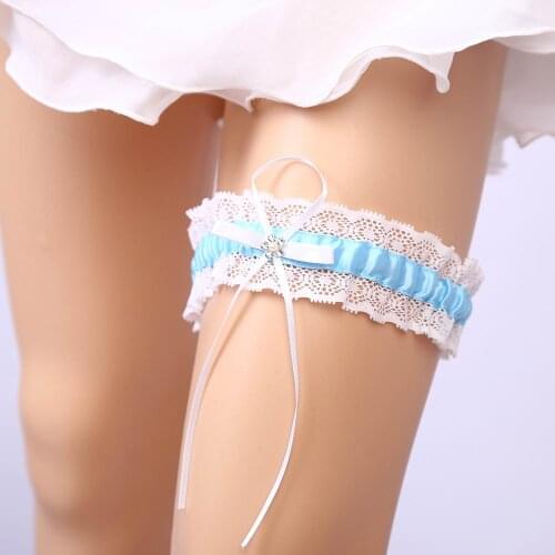 MEW 2pcs /1set Wedding Garter Lace Rhinestone Beads Pearls Flower Applique Bridal Stretchy Keepsake Garter White