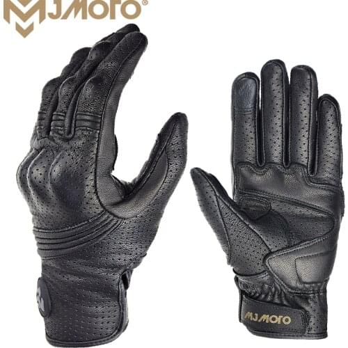 Vintage 100% Goat Leather Motorcycle Racing Gloves Breathable Guantes Moto Luvas Full Finger Motocross MTB Biker Knight Gloves