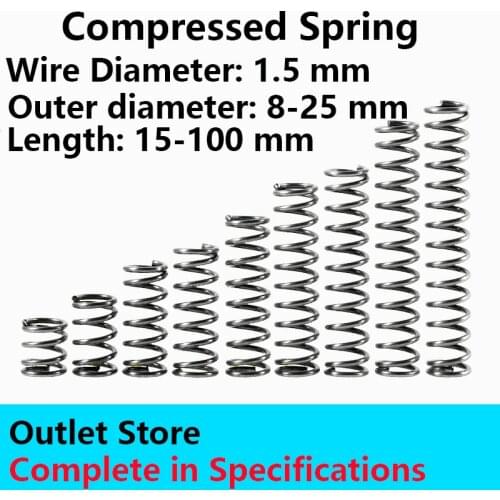 Return Spring Spot Goods Telescopic Spring Line Diameter 1.5mm, External Diameter 8-25mm, Length 15mm-100mm Compressed Spring