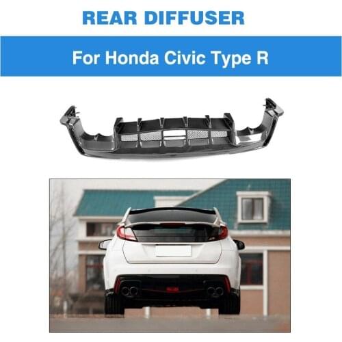 For Honda Civic Type R 2017 2018 Hatchback 4-Door Carbon Fiber Rear Bumper Diffuser Lip Splitter Guard Protector Cover
