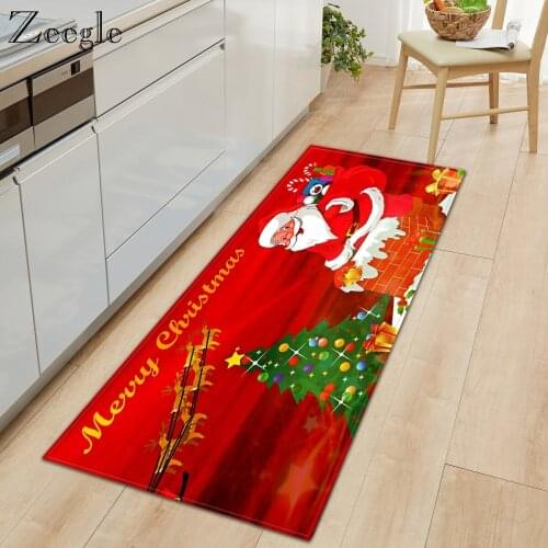 Zeegle Christmas Carpet Anti Slip Living Room Floor Rug Absorbent Kitchen Carpet Flanel Soft Hallway Doormat Bedside Carpet Mat