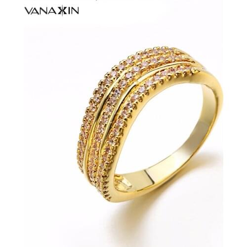 Ladies Wedding Rings Bands Engagement Ring for Women CZ Stone Paved Three Hoops Promise Rings Fashion Jewels