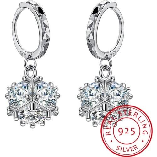 925 sterling silver Earrings Cubic Square Cube Candy Zircon Ball Drop Earrings brincos Valentines Day present S-E19