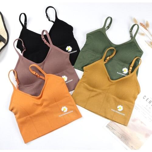 Women Summer New Daisy Wire Free Vest Bra Korean Fashion Girls Student Cozy Push Up Stripe Underwear Comfortable Vest