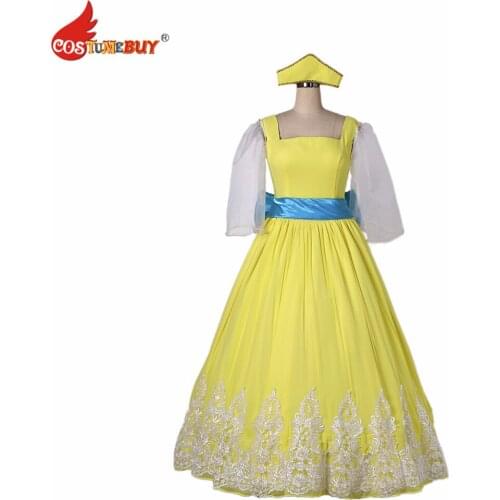 Costumebuy Anastasia Dress Royal Gown Costume Adult Women Yellow Ball Gown Lace dress Fancy Party Custom Made