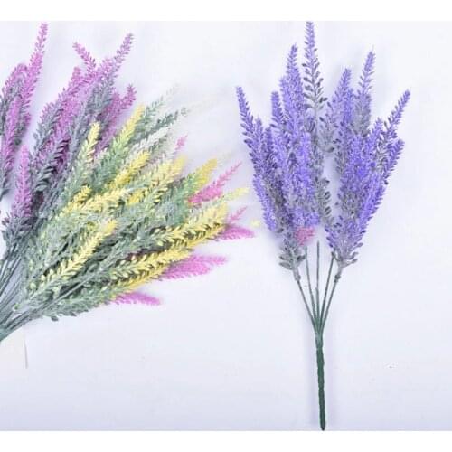 1 Bundle Artificial Flowers Romantic Provence Lavender Plastic Wedding Decorative Vase for Home Decor Grain Christmas Fake Plant