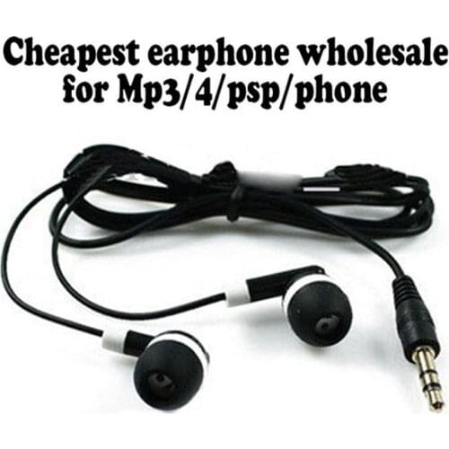 100pcs Cheapest 1M 3ft 3.5mm Jack Disposable In-ear Earphones for Gift Museum Mp3 MP4 MP5 PSP Mobile Phone for School