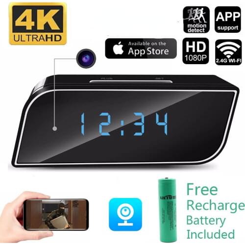 1080P Mini Clock Camera WiFi Wireless Nanny Clock Time Alarm with Night Vision and Remote Monitor Micro Home Camcorder