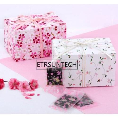 200pcs Pink White Flower Design 15*10*9cm Paper Box Candy Cookie Jar Candle Birthday Wedding Party DIY Gift Packaging