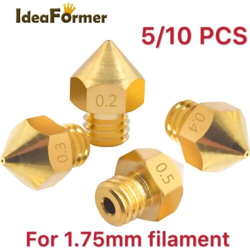 5/10pcs 3D Printer MK8 Brass Nozzle M6 screw threaded upgrade More capacity Type Big Nozzle head For 1.75MM CR10 CR10S Ender-3