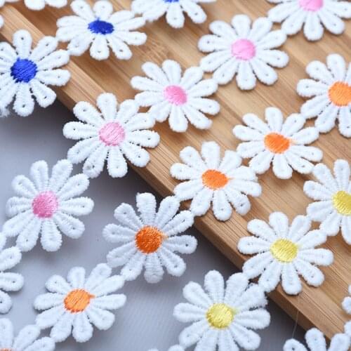 5 yards 2.5cm wide 10 petals Water soluble sunflower lace ribbon for Diy Hair Accessories Clothing Headdress Trims Decoration