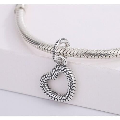 925 Sterling Silver Heart Shape Snake Chain Pattern Charm Bracelet Fit Pandora Necklace Chain DIY Jewelry Making For Women