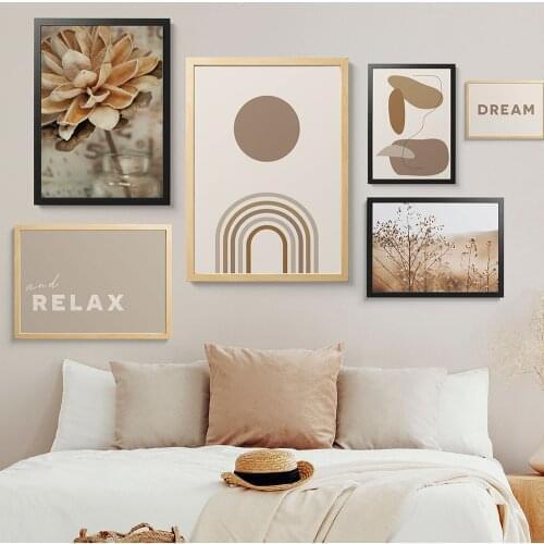 Abstract Flower Geometry Quote Canvas Painting Autumn Dry Plant Posters and Prints Wall Art for Living Room Picture Home Decor