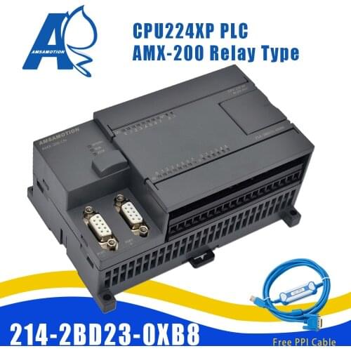 Amsamotion AMX-200 CN PLC CPU224XP 14I/10O 2AI 1AO AC/DC/RLY Replace Siemens S7-200 6ES7 214-2BD23-0XB8 PPI Gold-plated Cable