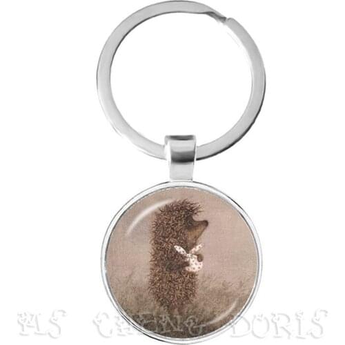 Little Hedgehog In The Fog Key Chains 25mm Glass Dome Keychain Yozhik v tumane Creative Jewelry For Women Men Kids Gift