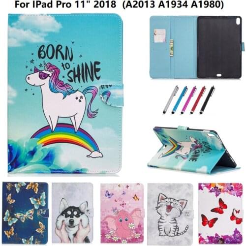 Colorful Printed Cover For Apple iPad Pro 11 case 2018 For iPad Pro 11 inch 2018 Tablet stand Kids cases with Stylus gift
