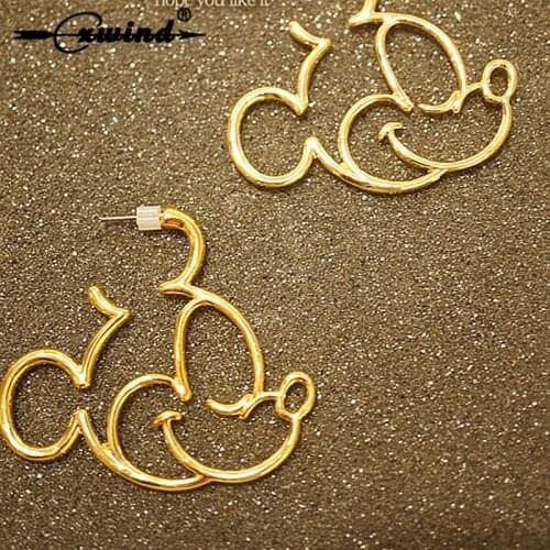 Cxwind New Cute Cartoon Rat Design Stud Earrings For Women Girl Kids Geometric Animal Angel Heart Rabbit Earring Brincos