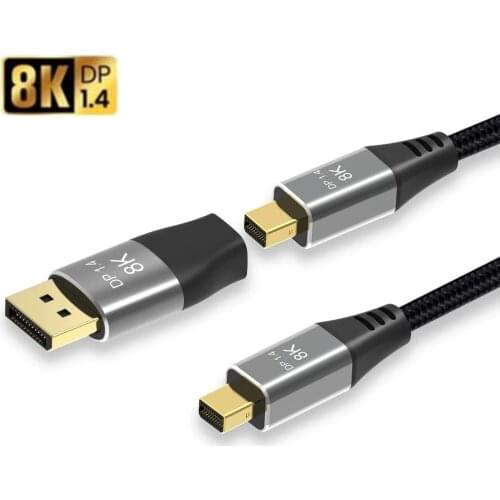 Ultra HD 8K Mini Displayport DP to Mini DP Bi-Directional Cable 8K 60Hz 4K 144Hz With Adapter for MacBook Pro Microsoft Surface
