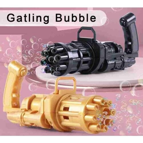 Electric Bubble Machine Black Gold Gold Gatling Bubble Gun Children Automatic Bubble Blowing Toy Gun Fan Combo Function
