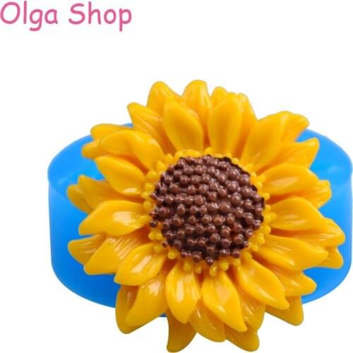 HYL191 38.3mm Sunflower Silicone Mold - Flower Mold Cake Decorating Cupcake Topper Resin Jewelry Making Cabochon Necklace