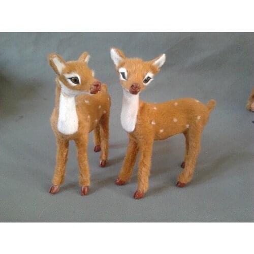 Lovely sika deer 15x10cm toy fur hard model one lot / 2 pieces deers ,home decoration gift h1343