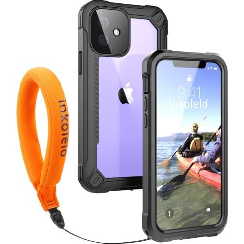 Inkolelo iPhone 12 Waterproof Case New-Style Built-in Screen IP68 Full Sealed Shockproof Cover for Summer Swimming Diving Black