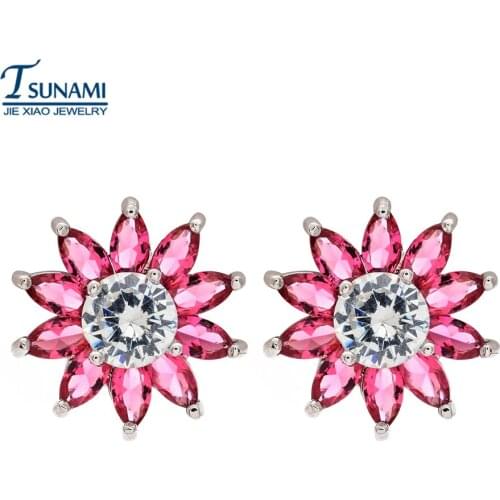 Famous brand fashionable and exquisite flower zircon earrings A jewelry gift for parties and weddings for women and girls ER-129