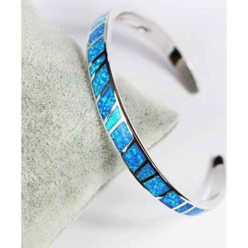 JZB0058 Dazzling Blue Opal Bangles Top Quality Jewelry Cuff For Men & Women Lovers Gift Pulseras