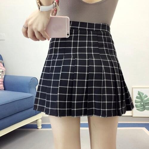 Plaid Skirt Women Elegant Half Pleated Mini Skirts High Waist Casual School Uniforms Girls Plaids Pleated Skirts Summer Style