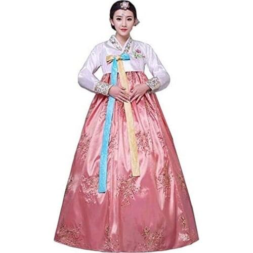 Korean Traditional Long-sleeved Classic Hanbok Dress Cosplay Costume Female Court Korean Wedding Dance Costume
