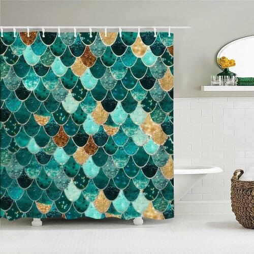 Colorful Mermaid Bath Curtain Waterproof Fabric Shower Curtains Fish-scale pattern Bathtub Screen for Bathroom Home Decor