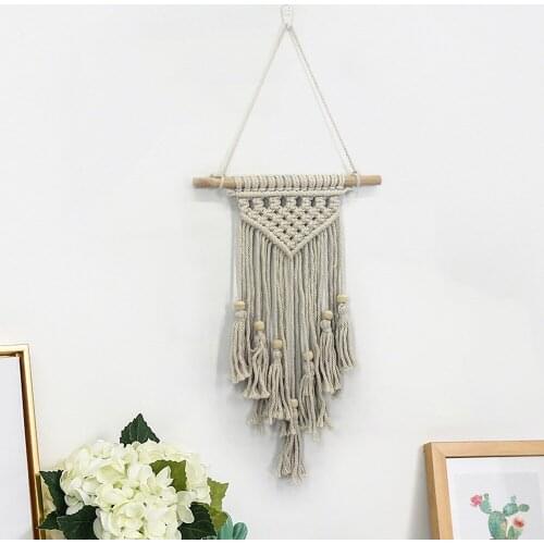 Creative Style Tapestry Hand Knitting Cotton And Linen Beige Wall Hanging Background New Fashion Chic Ornaments