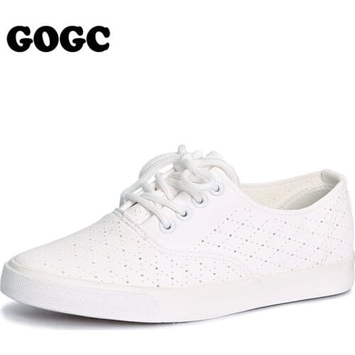 GOGC 2020 Spring Leather Women Shoes Summer Women Causal Shoes with Hole Comfortable Sneakers Women Brand Flat Shoes Female G916