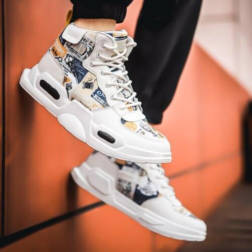 Mens Casual Shoes Fashion Trend Sneakers For Men High Top Breathable Basketball Shoes Lace Up Vulcanize Shoe Tennis Masculino