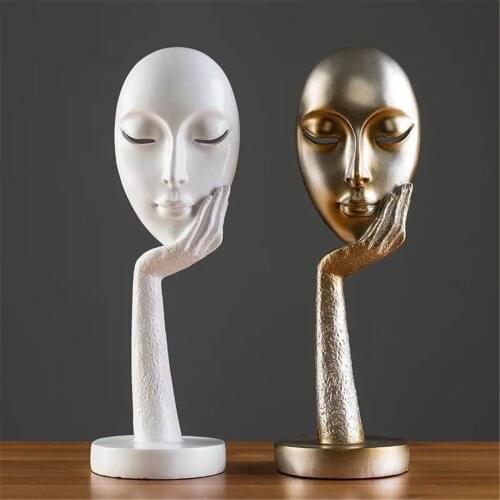 [MGT] Abstract Statues Sculpture Art Crafts Modern Human Meditators Character Resin Figurine Lady Face Home Decorative